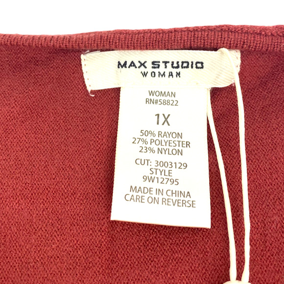 MAX STUDIO Heather Rust Ruche Sleeve Sz 1X - Picture 8 of 9